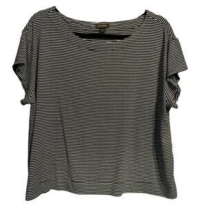 J.Jill Size Large Cap Sleeve Knit Top Wearever Collection Navy White Stripe
